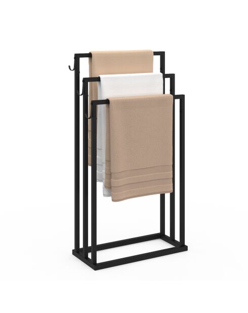 Portatovaglioli in metallo nero a 3 ripiani - 45x21x85 cm