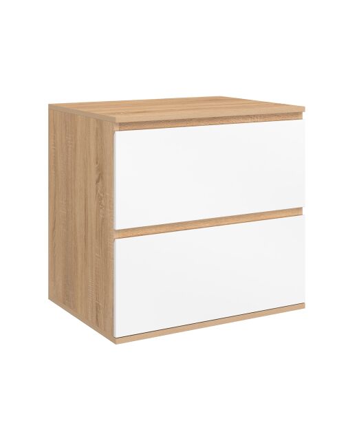 Mobile lavabo sospeso Tom 2 cassetti bianco/legno - 60x45x60 cm