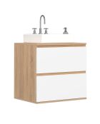 Mobile lavabo sospeso Tom 2 cassetti bianco/legno - 60x45x60 cm