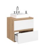 Mobile lavabo sospeso Tom 2 cassetti bianco/legno - 60x45x60 cm
