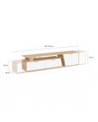 Porta TV allungabile Livona legno/bianco - 270x35x40 cm