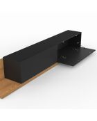 Meuble TV extensible Movena bois/noir - 360x32x35 cm