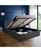 Valentina Kofferbett aus grauem Samt mit Boxspringbett und Kopfteil 160x200cm