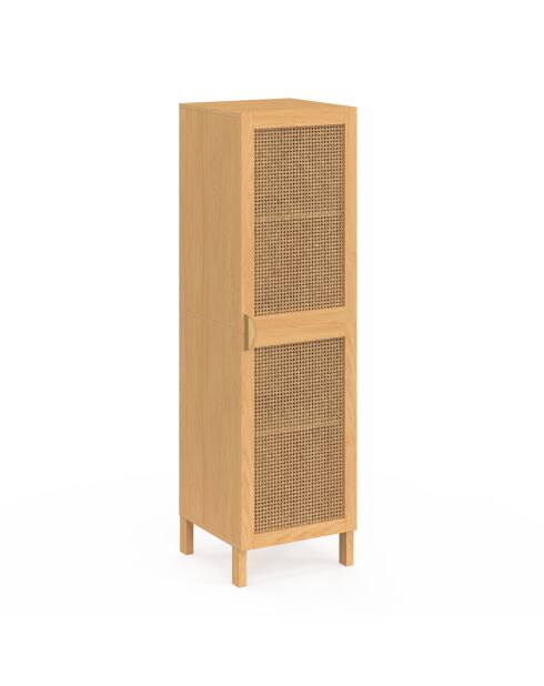 Armoire Eve 1 porte cannage bois - 38x39.5x132 cm