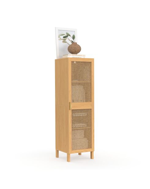 Armoire Eve 1 porte cannage bois - 38x39.5x132 cm