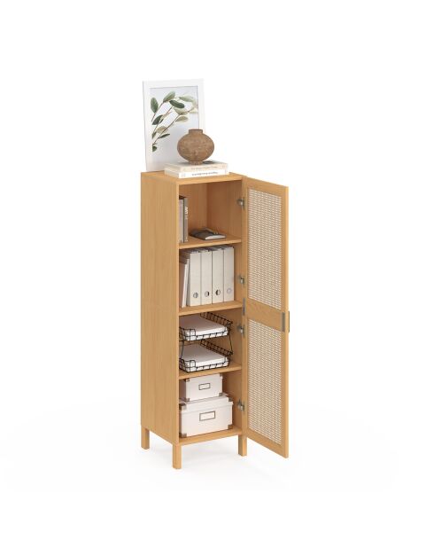 Armoire Eve 1 porte cannage bois - 38x39.5x132 cm