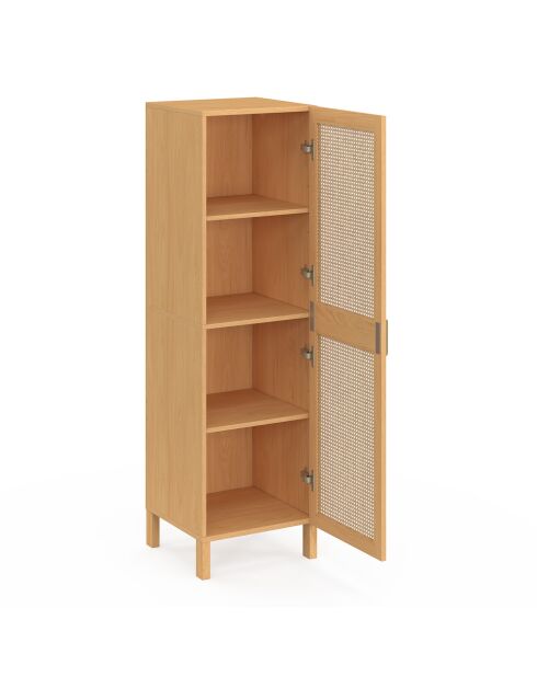 Armoire Eve 1 porte cannage bois - 38x39.5x132 cm