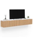 Mueble de TV suspendido Marceau en madera/blanco - 180x30x30 cm