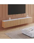 Mueble de TV suspendido Marceau en madera/blanco - 180x30x30 cm