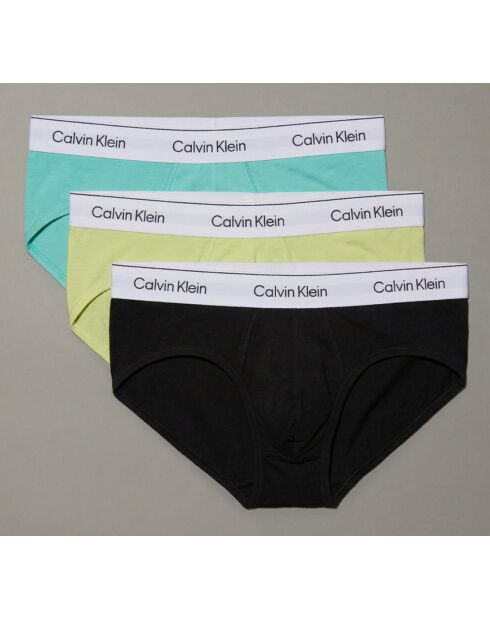 Lot de 3 slips noirs, bleus beau, feuillages amusant