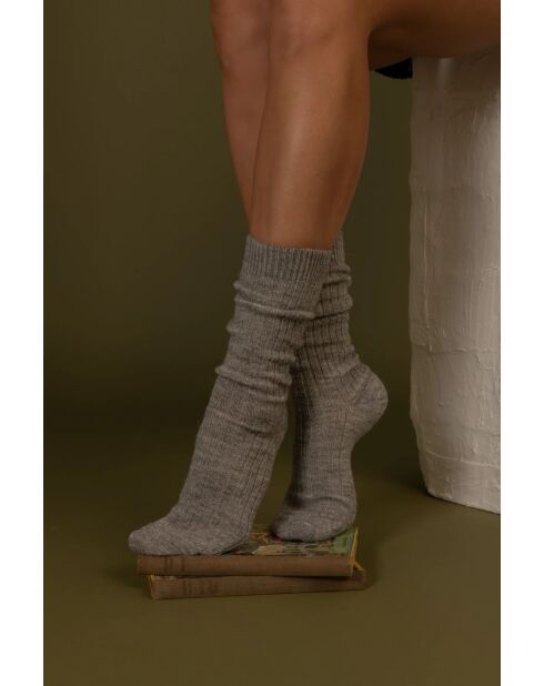 Calcetines de lana de alpaca gris perla