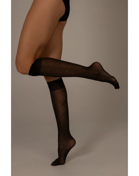 Calze al ginocchio nere in Plumetis