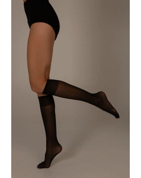 Calze al ginocchio nere in Plumetis