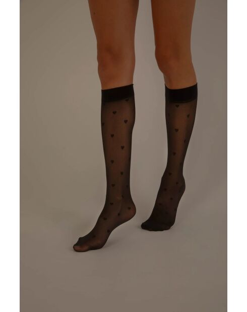 Calze al ginocchio nere a cuore