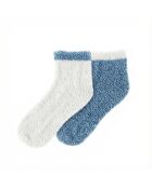 Lot de 2 paires de chaussettes en coton bleu/blanc