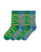 Confezione da 4 paia di calzini in cotone verde/blu