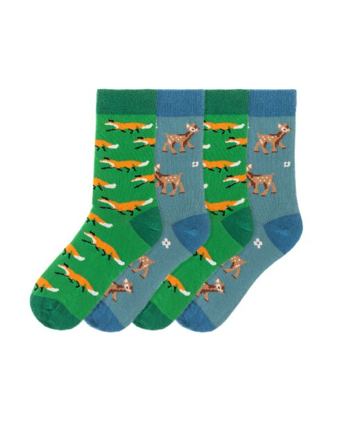 Confezione da 4 paia di calzini in cotone verde/blu