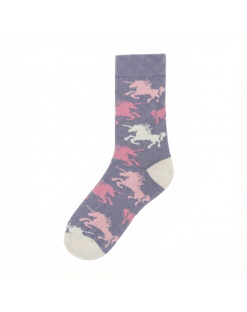 Calze in cotone grigio/rosa