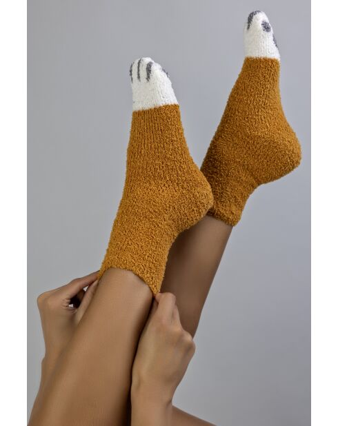 Calze in cotone color cammello