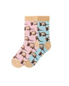 Set di 2 paia di calzini in cotone blu/rosa