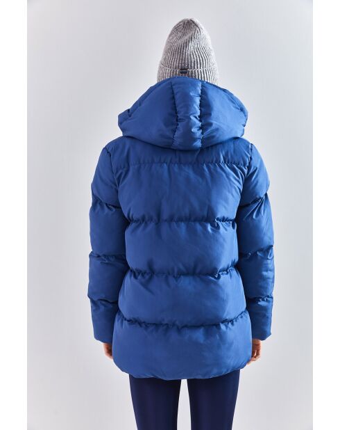 Doudoune longue à capuche avec cordon de serrage bleu marine