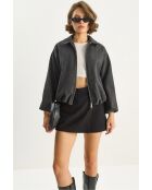 Blouson aviateur zippé en laine mélangée avec poches anthracite