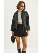 Blouson aviateur zippé en laine mélangée avec poches anthracite