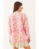 Maglione in maglia a blocchi di colore beige e rosa