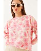 Maglione in maglia a blocchi di colore beige e rosa