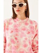 Maglione in maglia a blocchi di colore beige e rosa