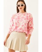 Maglione in maglia a blocchi di colore beige e rosa