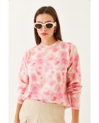 Maglione in maglia a blocchi di colore beige e rosa