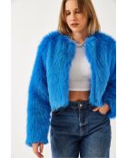 Veste doublée en fausse fourrure bleue