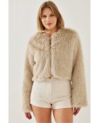 Giacca foderata in pelliccia sintetica beige