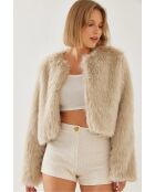 Giacca foderata in pelliccia sintetica beige