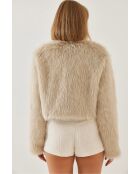 Giacca foderata in pelliccia sintetica beige