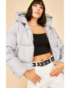 Chaqueta acolchada gris con capucha