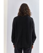 Maglione a collo alto a righe con colletto abbottonato nero