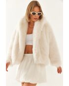 Beige jas van imitatiebont van topkwaliteit