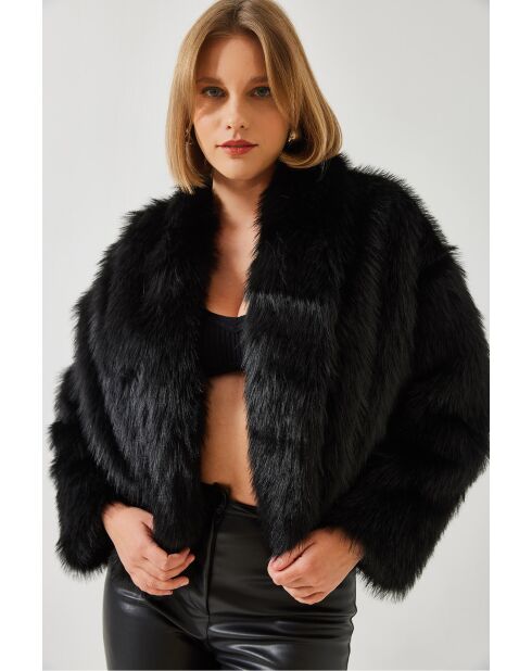 chaqueta negra de piel sintética de alta calidad