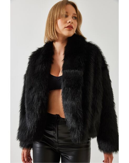 chaqueta negra de piel sintética de alta calidad