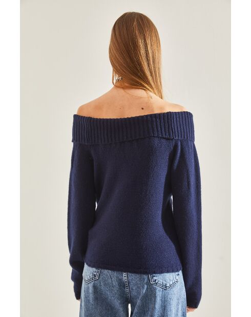 Pull en maille à col madonna bleu marine