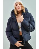 Chaqueta acolchada con capucha azul marino