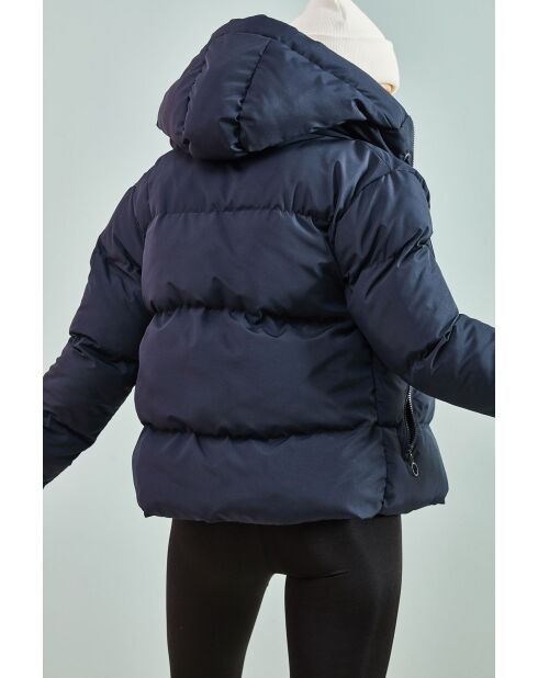 Piumino blu con cappuccio