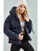 Chaqueta acolchada con capucha azul marino