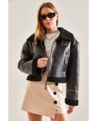 Giacca laminata con cintura nera opaca