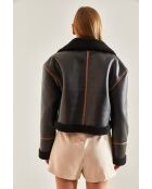 Giacca laminata con cintura nera opaca