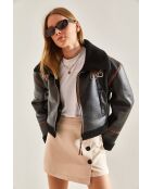 Giacca laminata con cintura nera opaca