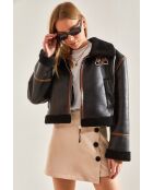 Giacca laminata con cintura nera opaca