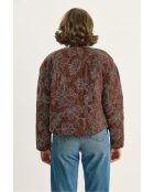 Giacca trapuntata ricamata con dettagli sulle tasche in marrone